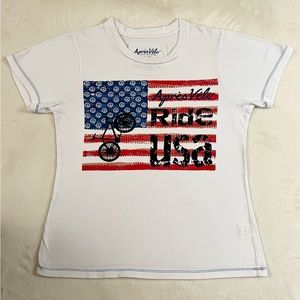 APRES VELO RIDE USA GRAPHIC-T WOMENS SIZE MEDIUM *USED*